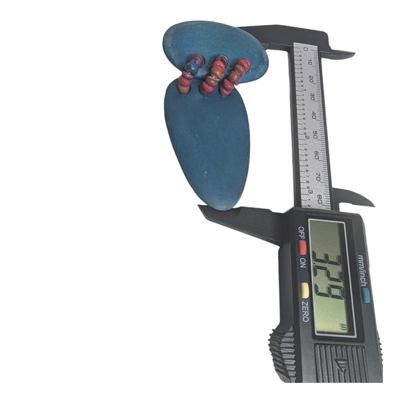 Vtg 60s Mod Chunky Blue Wooden Dangle Drop Statement Earrings Multicolor Beads - Picture 2 of 7